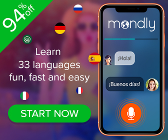 Mondly learn 33 languages only 29,99 USD 94% OFF